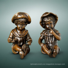 Niños figura estatua linda niñas de bronce niño escultura TPE-983/985